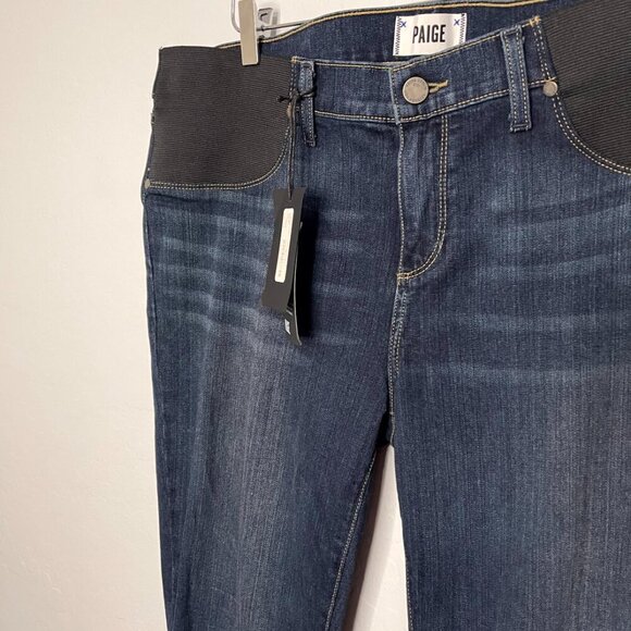 Paige Manhattan Slim Bot Cut Dark Maternity Jeans NWT Size 34 #72 - Picture 6 of 12